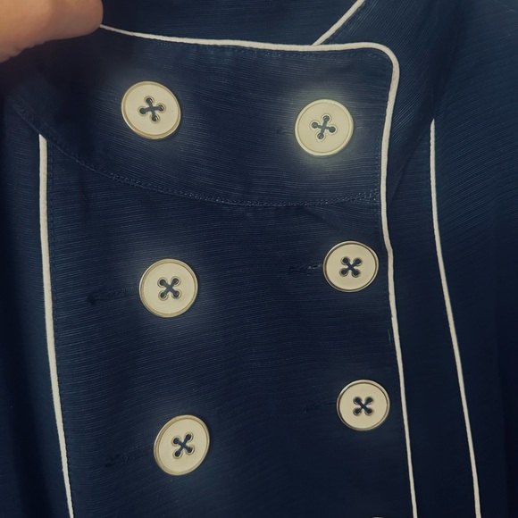 Merona jacket. Large. Navy blue. White trim. White buttons with gold trim. - Picture 4 of 7